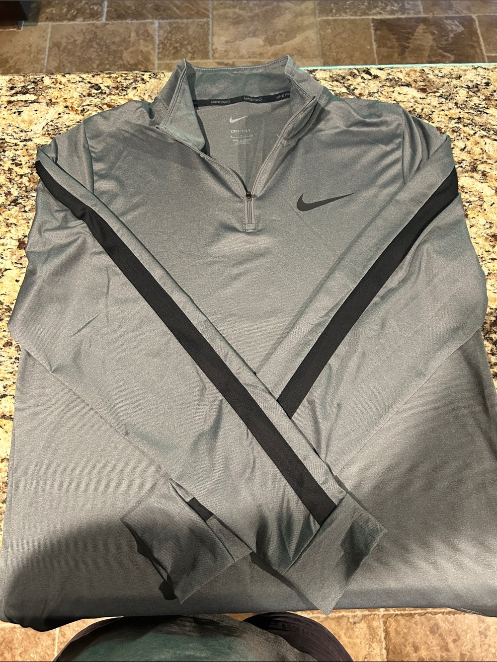 Nike Gray Quarter-Zip Pullover with Black Stripe Detail